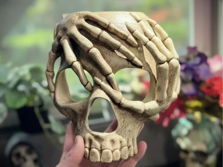 Skeleton hands skull mask