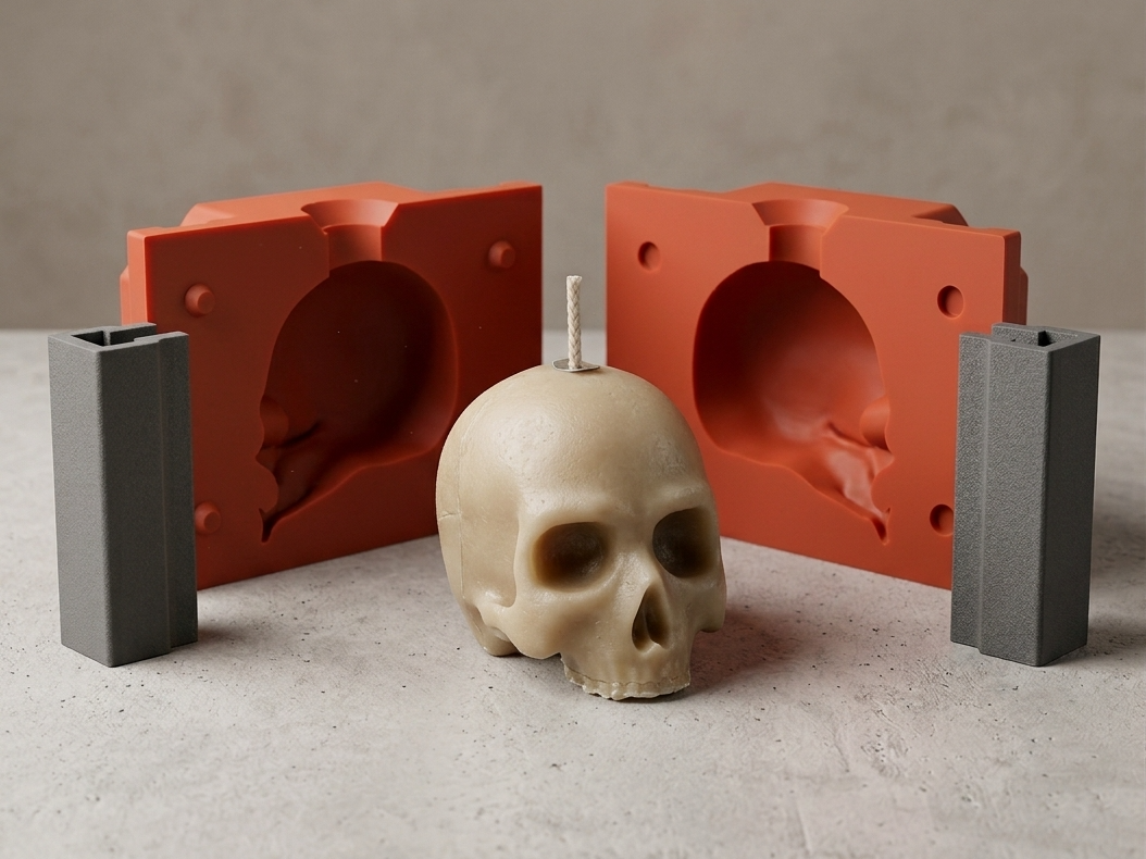 Skull Candle Halloween Mold 2 part TPU, photo 4 of 4 - Skull Candle Halloween Mold 2 part TPU Household