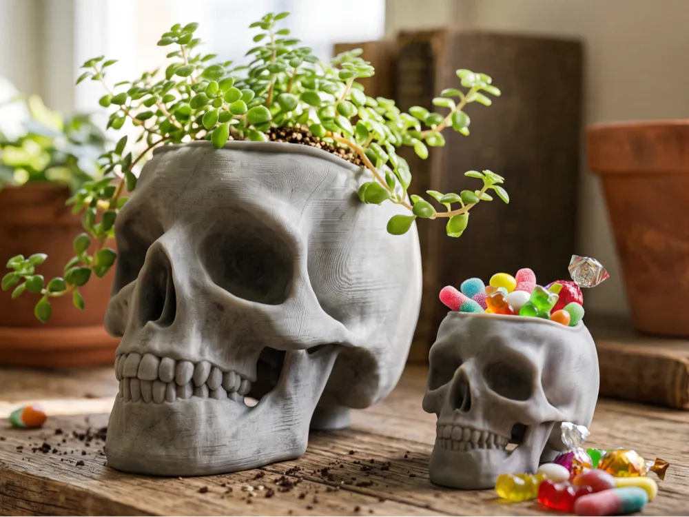 Skull Planter & Organizer / Desk Pot, photo 4 of 4 - Skull Planter & Organizer / Desk Pot Household
