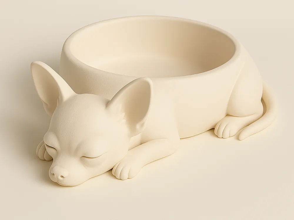 Sleeping Chihuahua Pet Bowl, Cute Dish