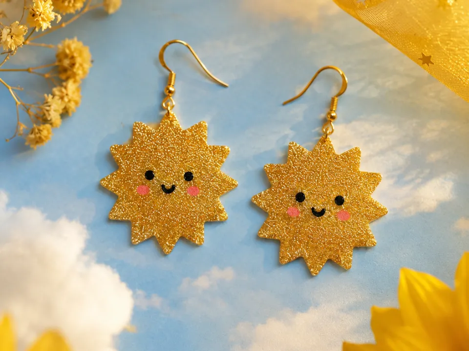 Smiling sun earrings, photo 4 of 4 - Smiling sun earrings Fashion