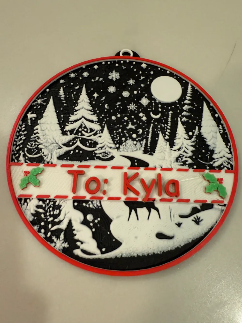 Snowy scene Christmas name tag, photo 2 of 4 - Nativity Sets & Village Scenes, nametag