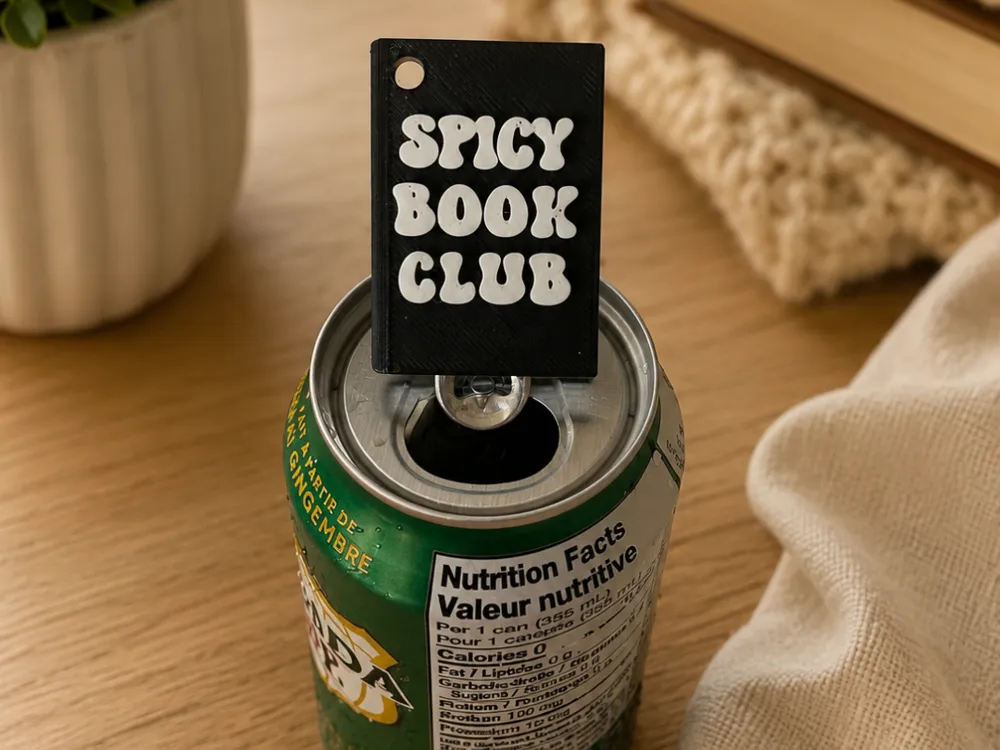 Spicy Book Club Pop Tab Opener + Keychain, photo 2 of 3 - Spicy Book Club Pop Tab Opener + Keychain Art