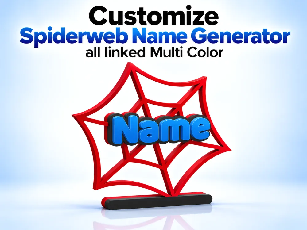 Spiderweb Name Generator all linked Multi Color - Name Plates, in stock