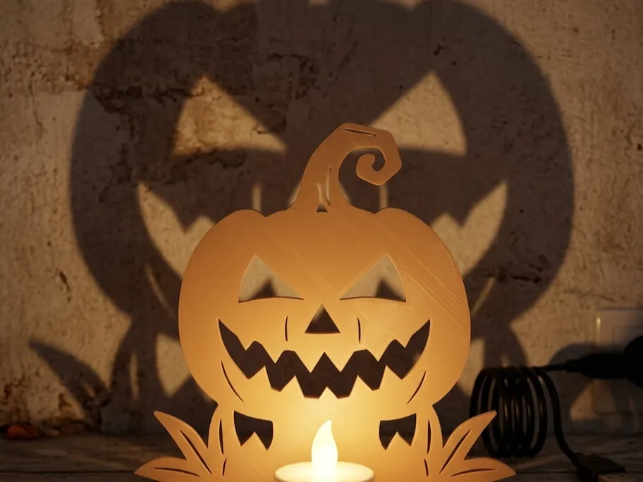 Spooky Pumpkin Shadow Tealight Holder, photo 3 of 4 - Spooky Pumpkin Shadow Tealight Holder Home Decor Items