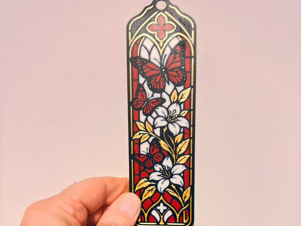 Stained Glass Butterfly Gothic Bookmark, photo 3 of 4 - Stained Glass Butterfly Gothic Bookmark Desk & Office