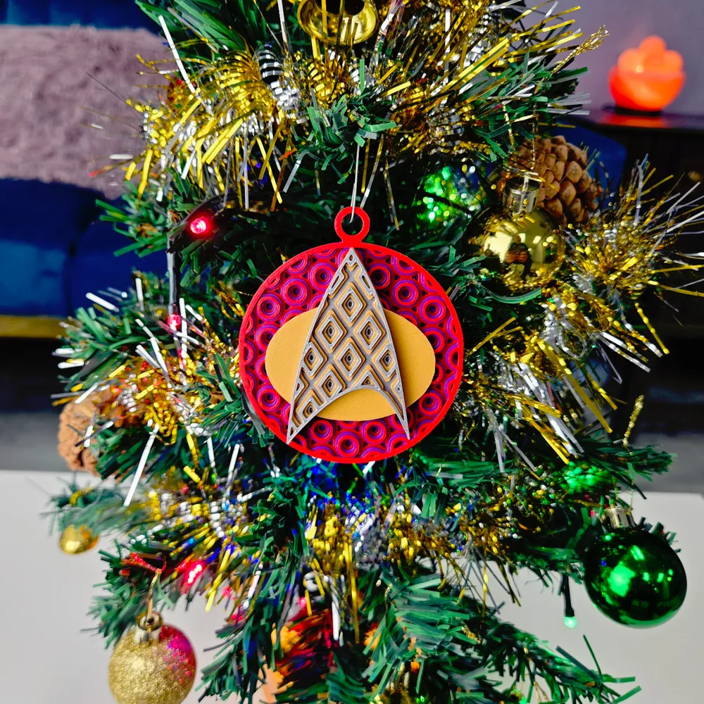 Star Trek TNG Mosaic Holiday Ornament, another view - Pixel Art & Mosaics, picard