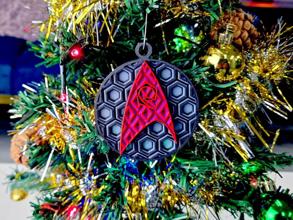 Star Trek TOS Ops Mosaic Holiday Ornament, another view - Pixel Art & Mosaics, spock