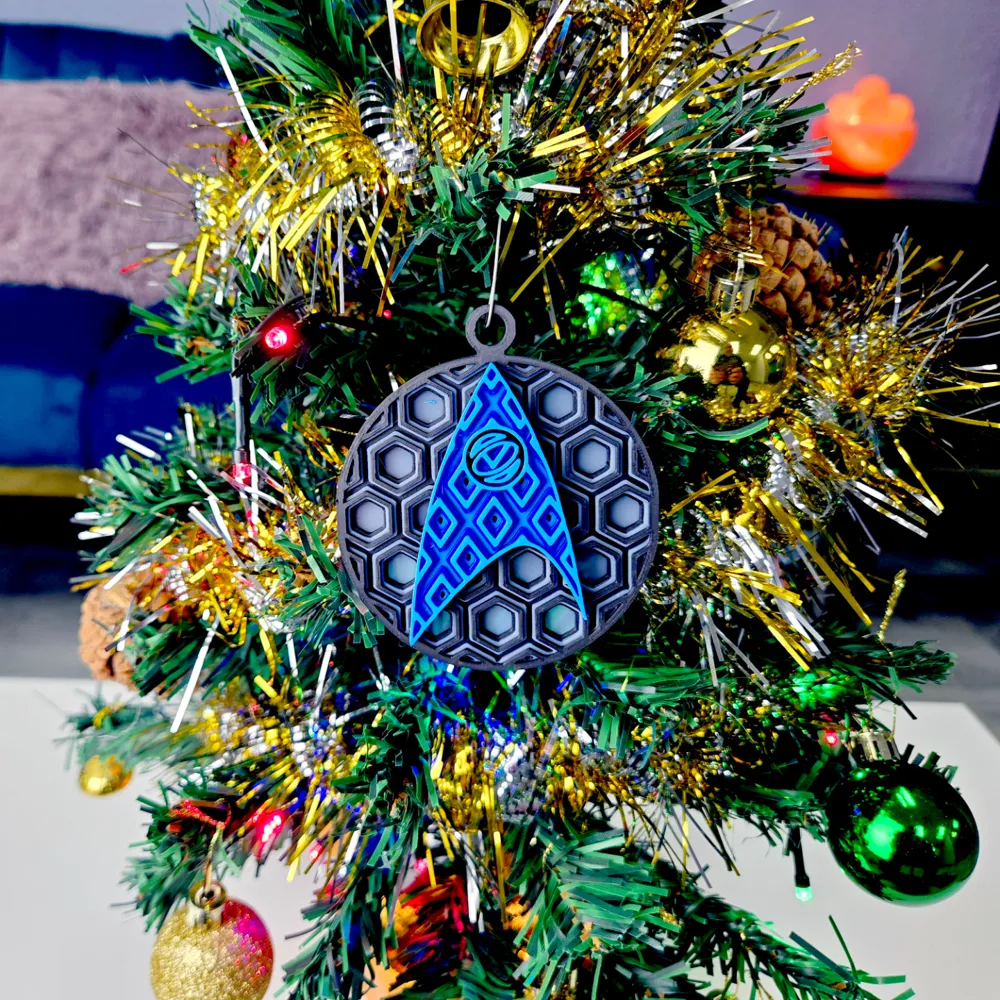 Star Trek TOS Science Mosaic Holiday Ornament, another view - Pixel Art & Mosaics, spock