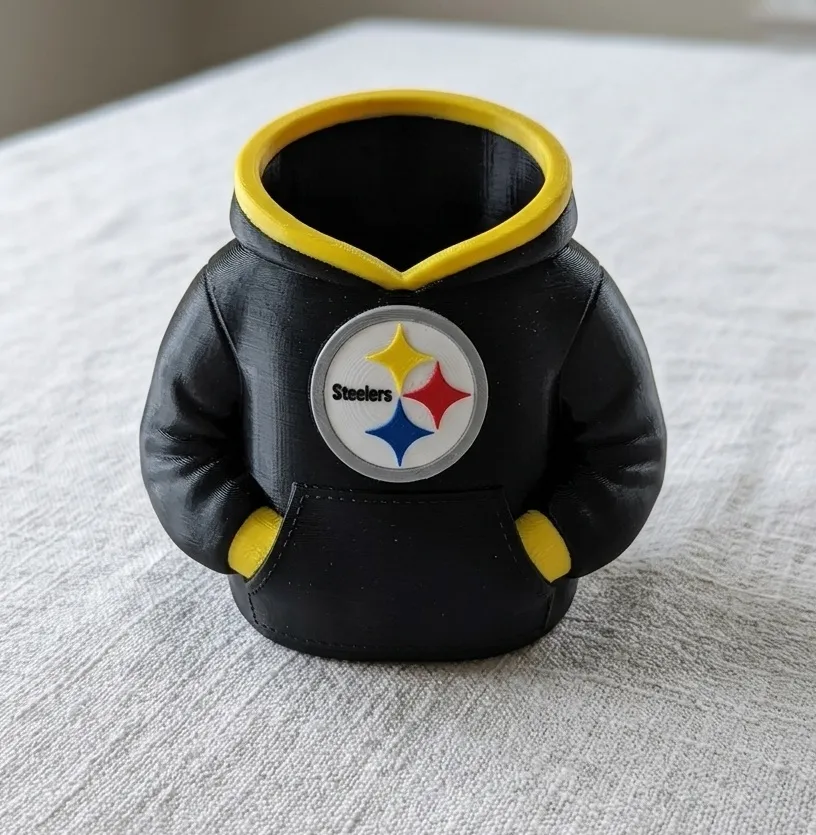 STEELERS HOODIE SET - PEN HOLDER AND CAN COOLER, photo 2 of 4 - STEELERS HOODIE SET - PEN HOLDER AND CAN COOLER Household