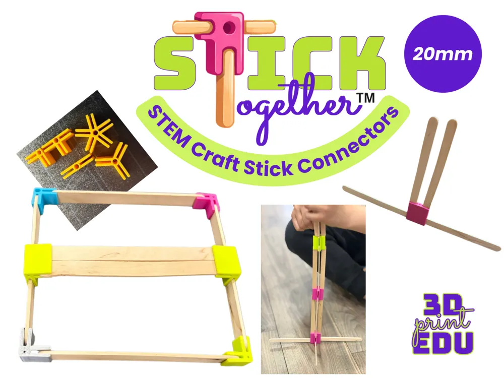 Stick Together STEM Craft Stick Connectors 20mm - Craft Tools & Storage, in stock