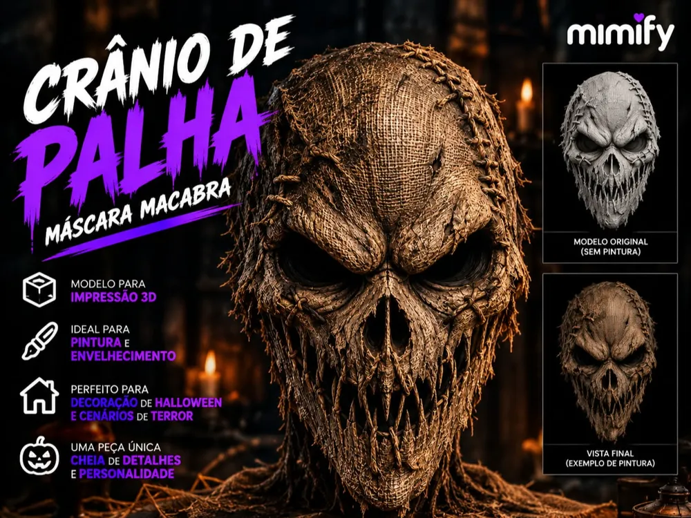 CRÂNIO DE PALHA, MÁSCARA MACABRA (EM TESTE) - Horror Film Masks, in stock