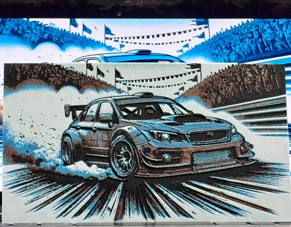 Subaru WRX STI Rally Hueforge, another view - Cars & Bikes Photo Art, gti