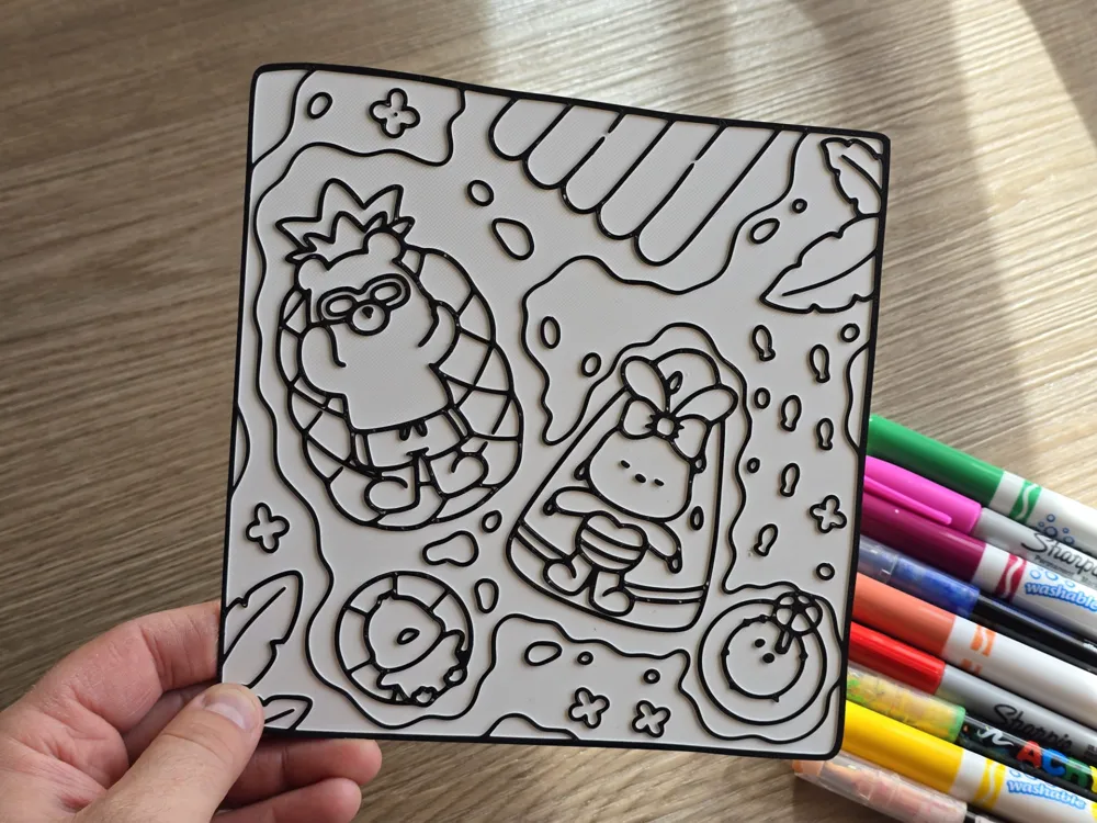 Summer Animal Swimming Cozy Coloring Panel, photo 2 of 3 - Summer Animal Swimming Cozy Coloring Panel Sports & Fitness