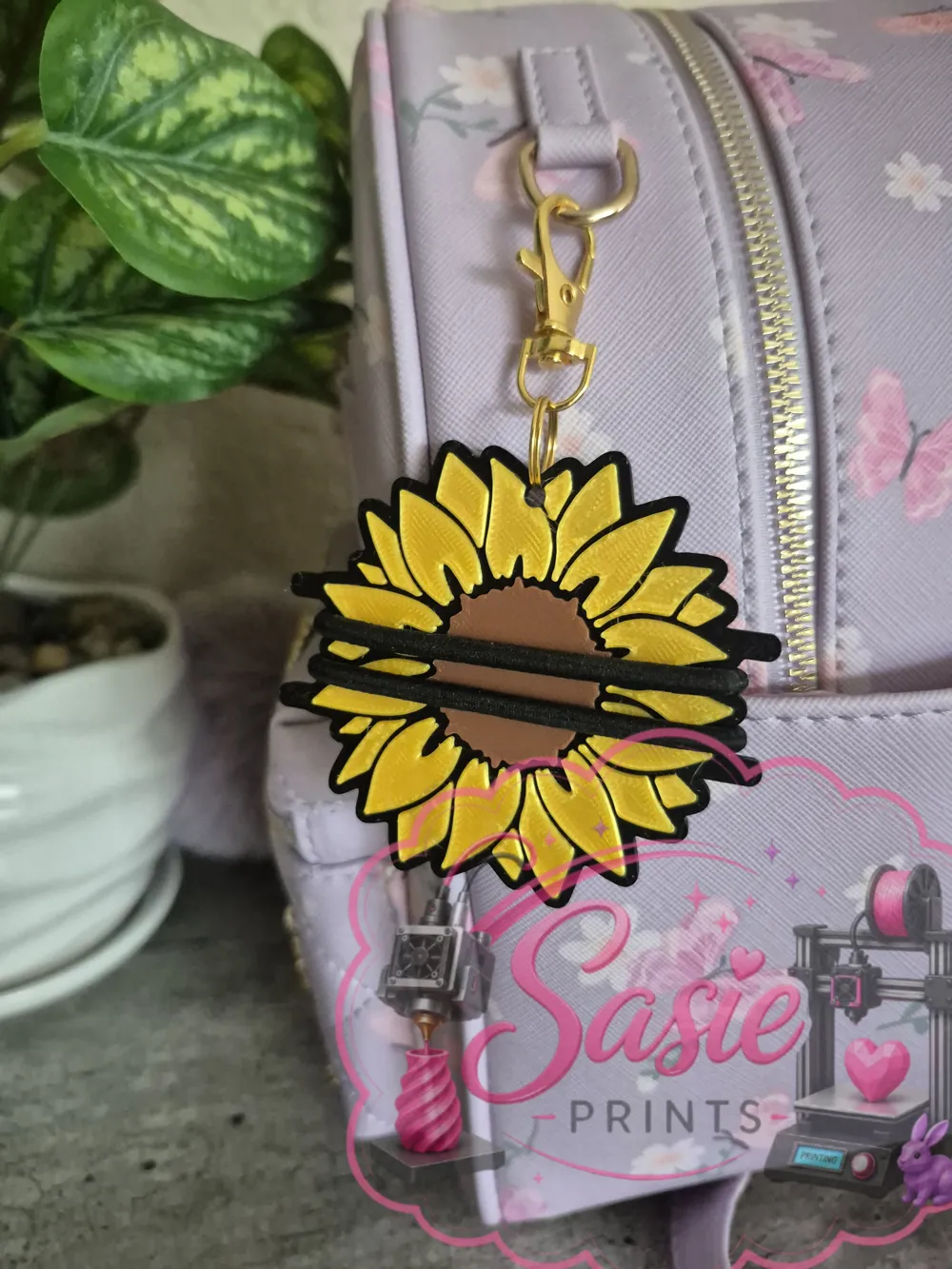 Sunflower Hair Tie Holder Keychain, photo 2 of 4 - Sunflower Hair Tie Holder Keychain Keychains