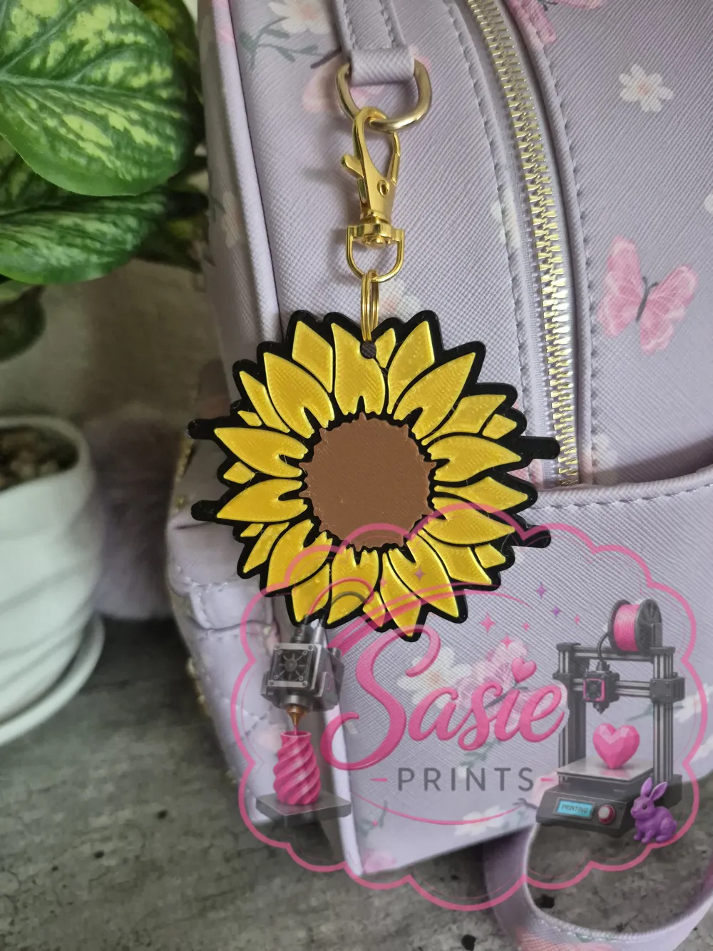 Sunflower Hair Tie Holder Keychain, photo 3 of 4 - Sunflower Hair Tie Holder Keychain Keychains