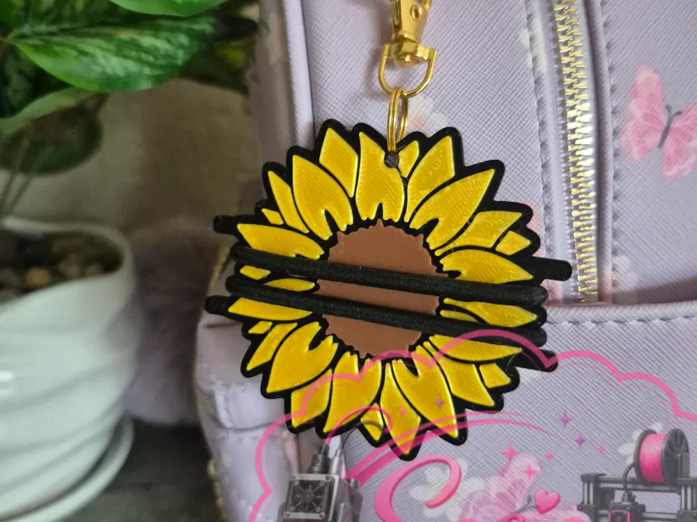 Sunflower Hair Tie Holder Keychain, photo 4 of 4 - Sunflower Hair Tie Holder Keychain Keychains