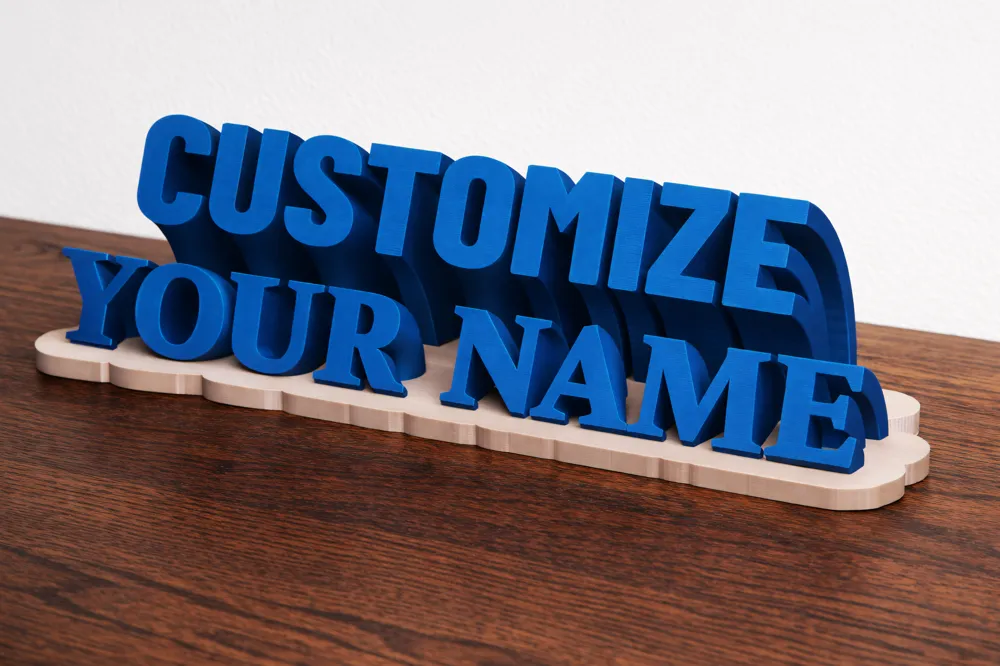 Sweeping 3D Two‑Line Customizable Name Plate, photo 3 of 4 - Name Plates, text