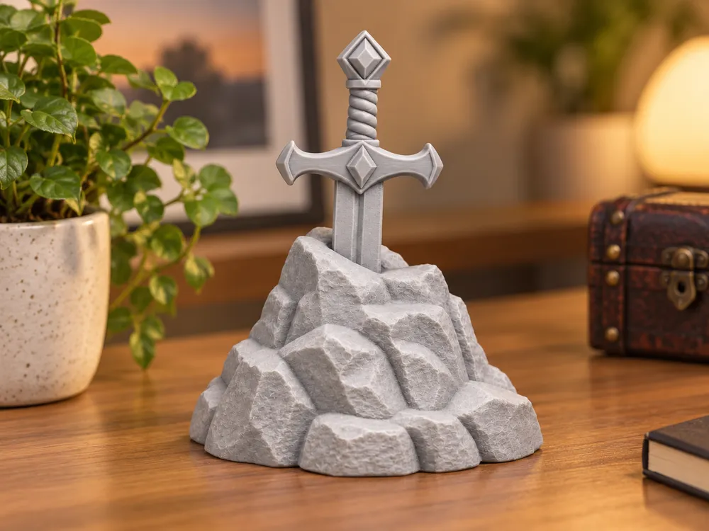 Sword in the Stone, Mini Aquarium / Desk Statue, photo 2 of 4 - Sword in the Stone, Mini Aquarium / Desk Statue Household