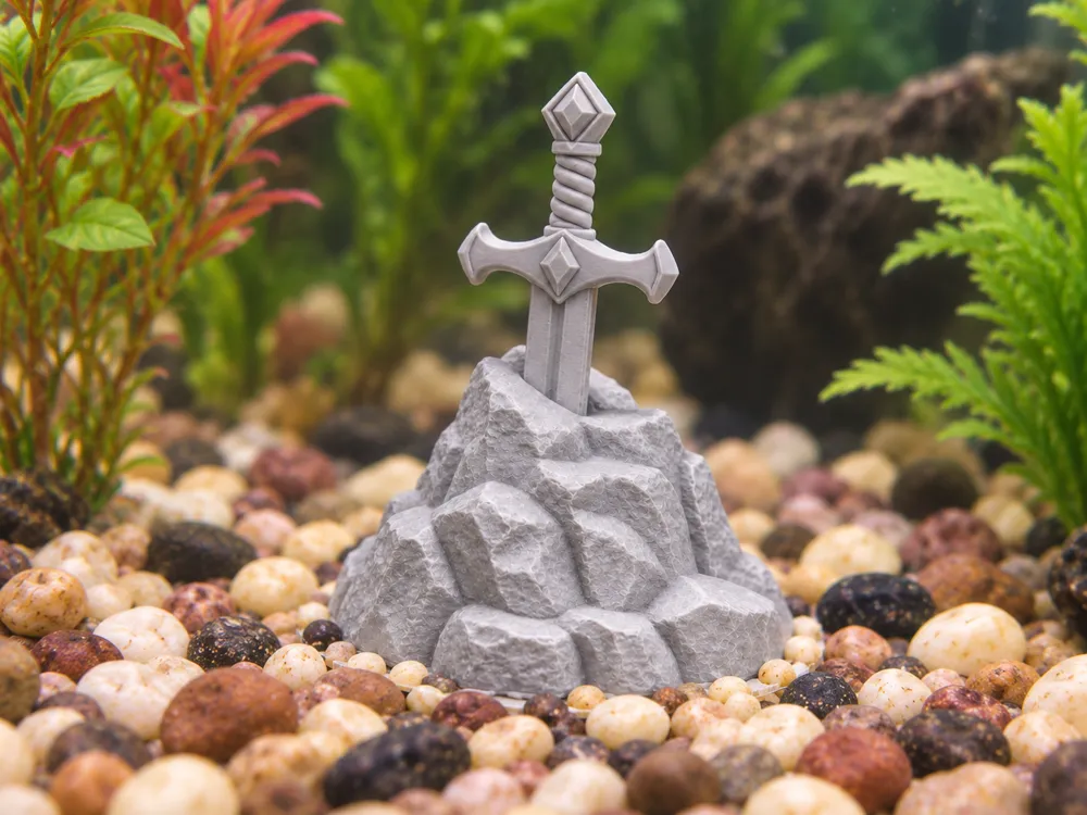 Sword in the Stone, Mini Aquarium / Desk Statue, photo 4 of 4 - Sword in the Stone, Mini Aquarium / Desk Statue Household