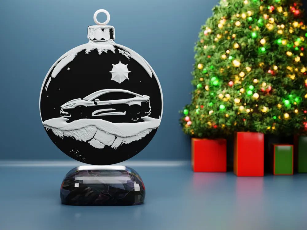 Tesla Christmas Bauble / Ornament / Decoration, another view - Tesla & EV Interior Accessories, Car & Vehicle