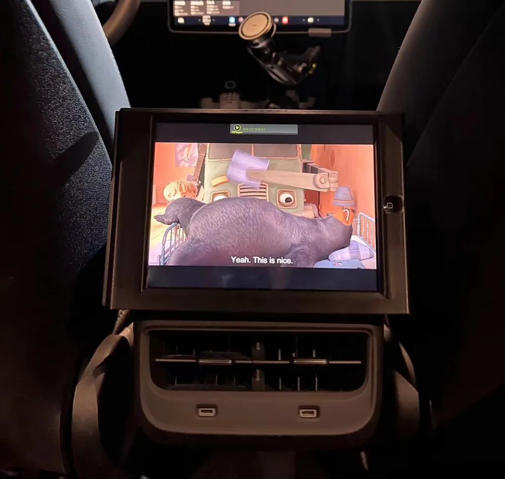 Tesla model Y model 3 rear screen for kids, another view - Tesla & EV Interior Accessories, tesla accessories