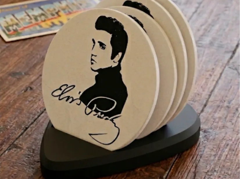 The King Elvis Presley Coaster set & Pick Holder