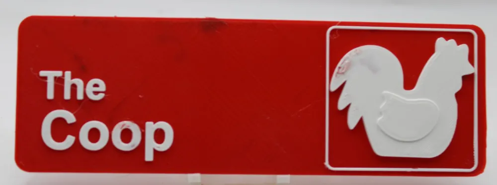 The office style chicken coop sign