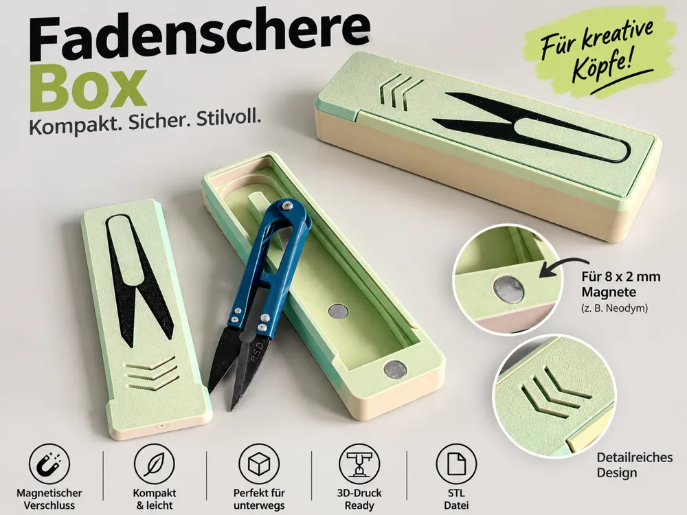 Fadenscherenbox, Magnetverschluss (8x2mm Magnete), photo 4 of 4 - Fadenscherenbox, Magnetverschluss (8x2mm Magnete) Household