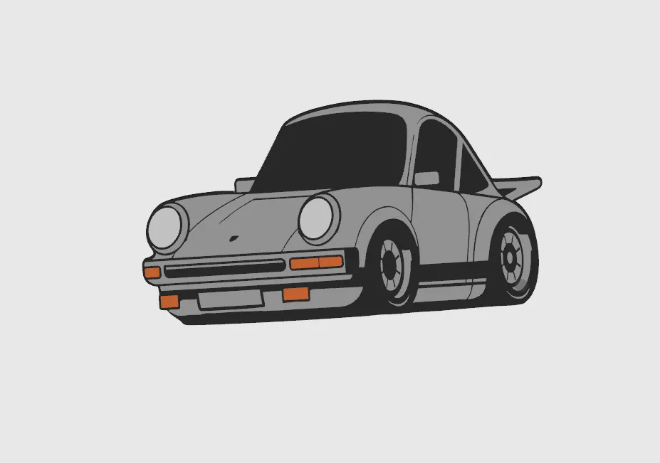 Tooned Porsche Keychain, photo 2 of 4 - Car Brand Keychains, key accesories