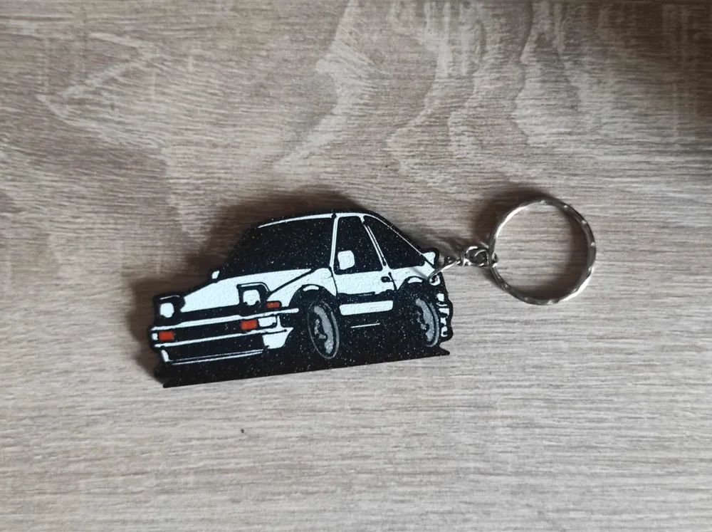 Toyota AE86 Tooned keychain, photo 2 of 4 - Car Brand Keychains, trueno