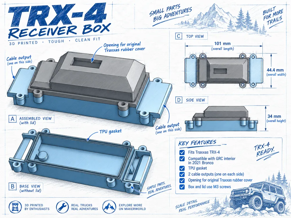 Traxxas TRX-4 Large Receiver Box, FlySky INr8-8D - RC, in stock in India