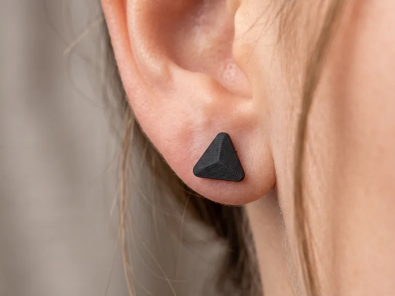 Triangle Earrings, Minimal Everyday Jewelry, photo 3 of 4 - Triangle Earrings, Minimal Everyday Jewelry Fashion