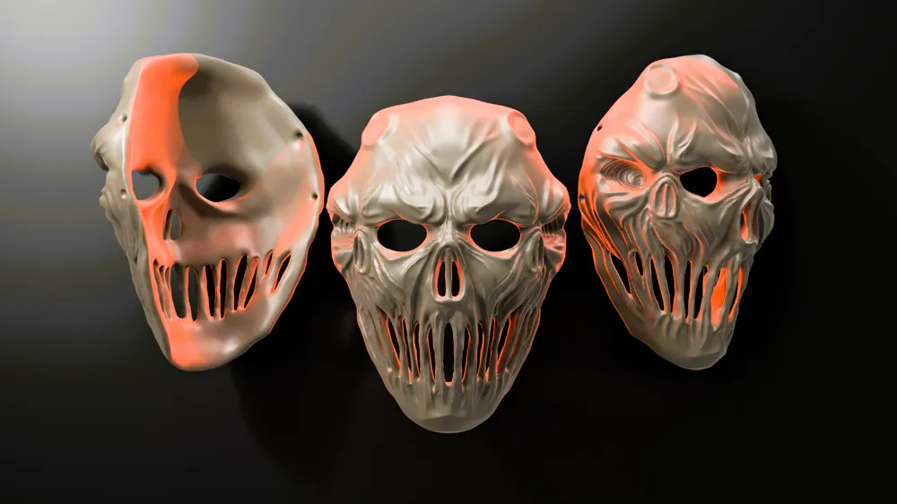 Triple skull wearable mask, photo 2 of 4 - Skull Masks, mask accessory