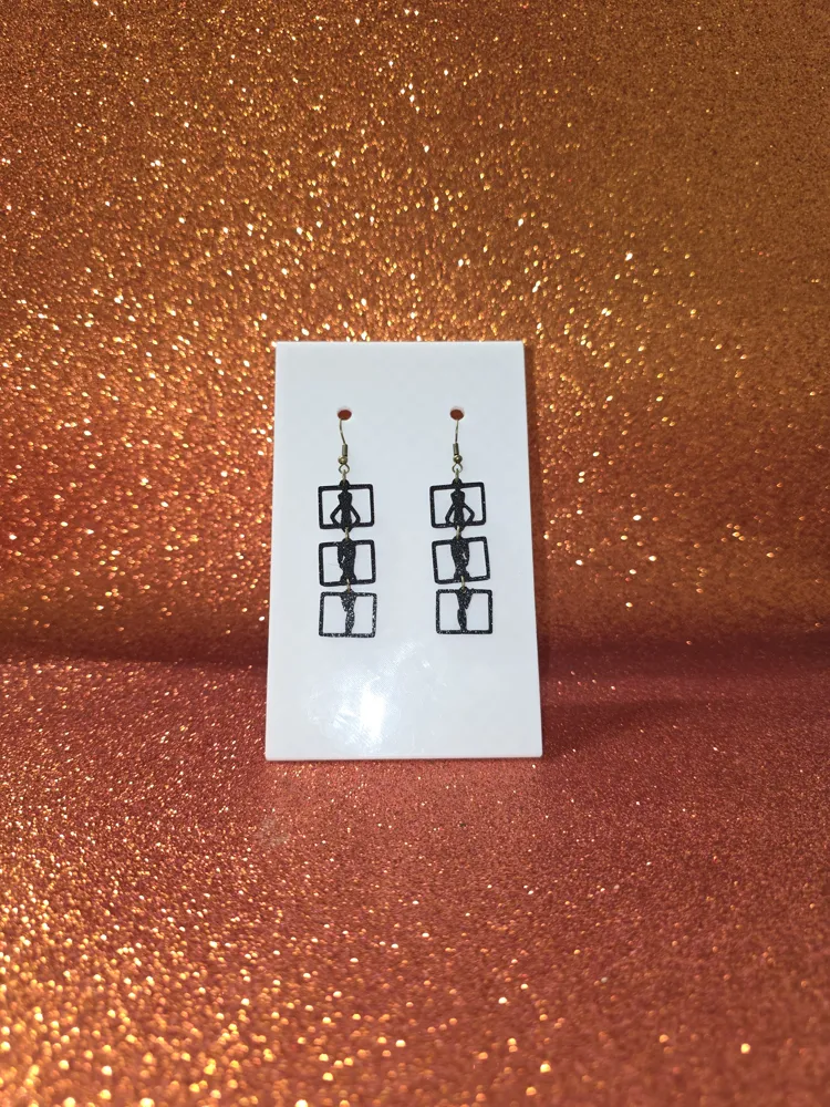 Triptych female silhouette earrings, photo 2 of 4 - Triptych female silhouette earrings Fashion
