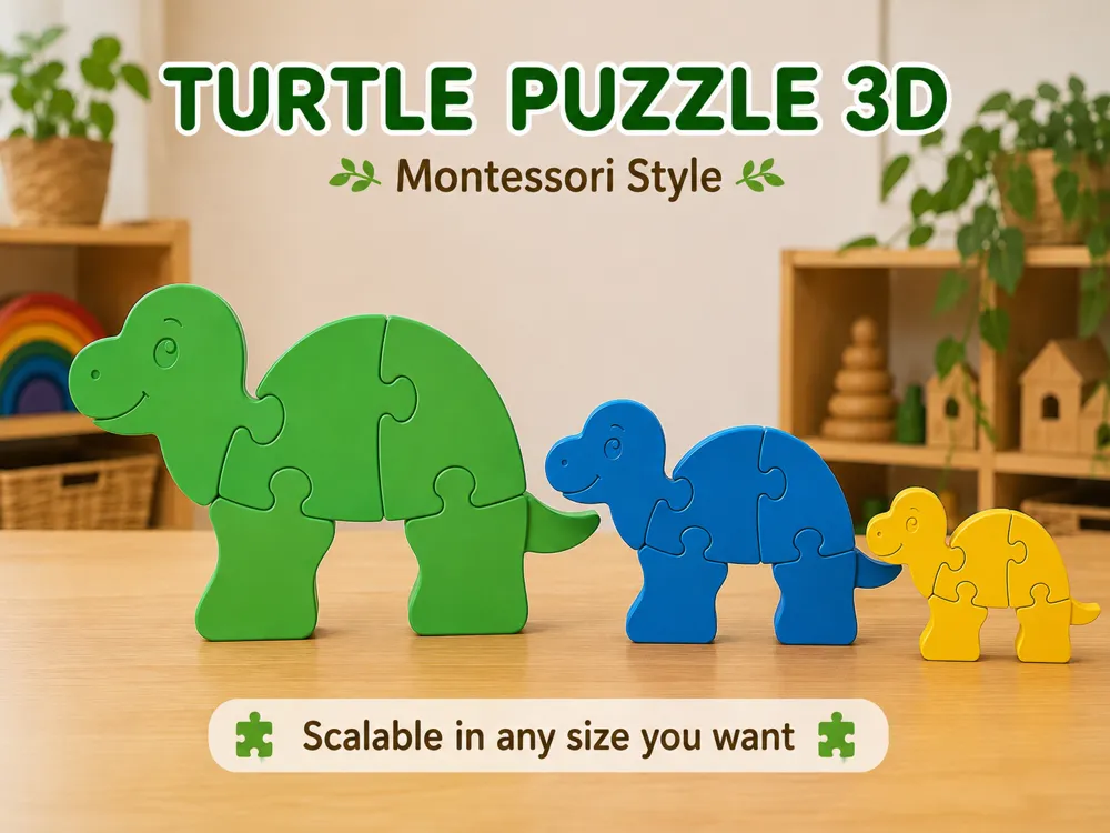 Turtle 3D Puzzle, Montessori Style for Kids, photo 2 of 5 - Interlocking & 3D Puzzles, turtle toy