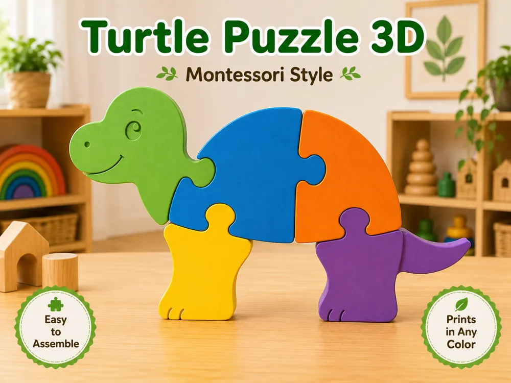 Turtle 3D Puzzle, Montessori Style for Kids, photo 3 of 5 - Interlocking & 3D Puzzles, montessori toy