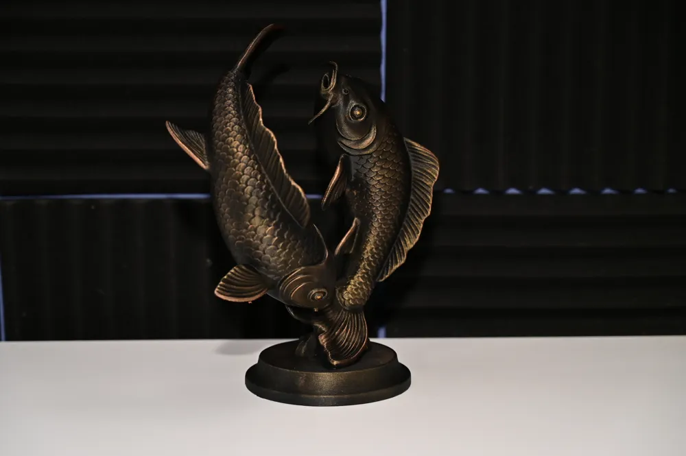 Twin Koi Harmony Yin Yang Fish Sculpture, photo 2 of 4 - Twin Koi Harmony Yin Yang Fish Sculpture Home Decor Items