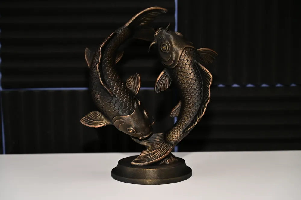 Twin Koi Harmony Yin Yang Fish Sculpture, photo 3 of 4 - Twin Koi Harmony Yin Yang Fish Sculpture Home Decor Items