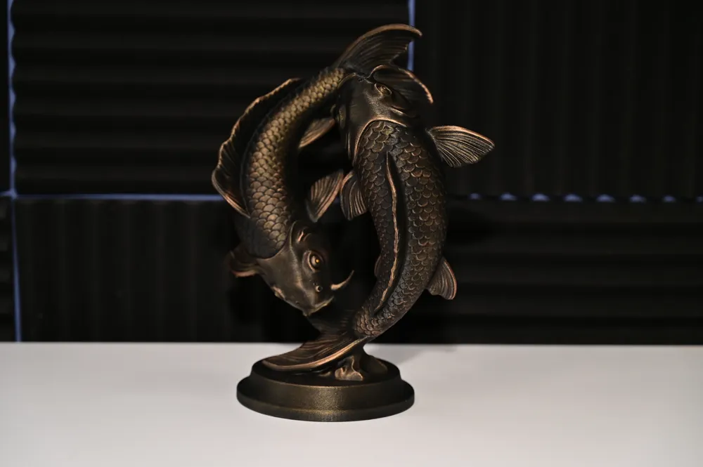 Twin Koi Harmony Yin Yang Fish Sculpture, photo 4 of 4 - Twin Koi Harmony Yin Yang Fish Sculpture Home Decor Items