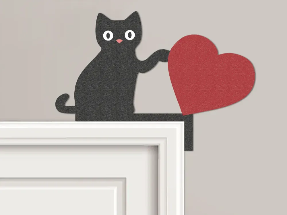Valentine Cat Heart Pusher Door Corner Topper