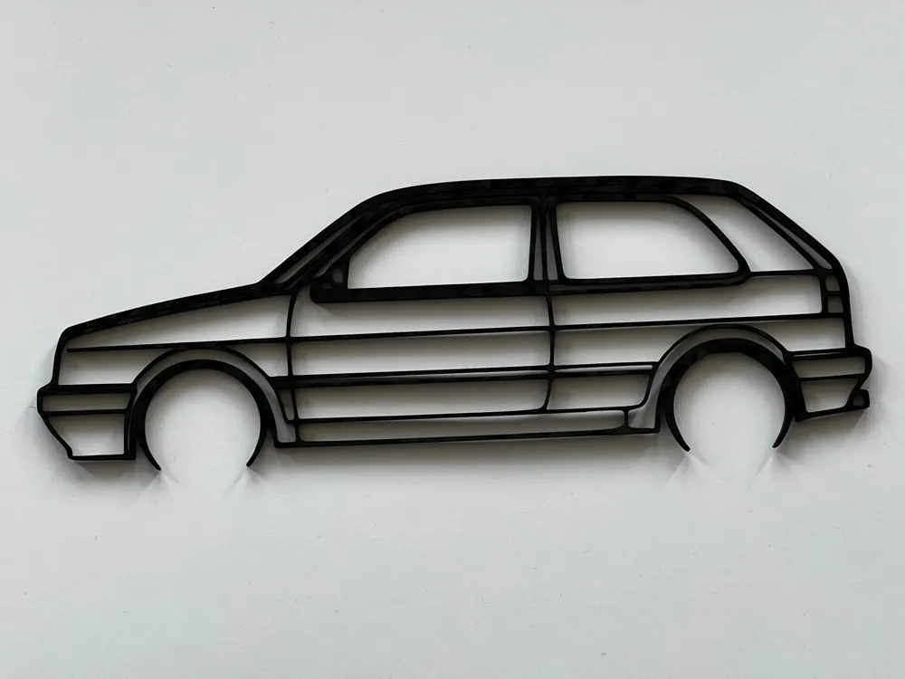 Volkswagen MKII (MK2) Golf Wall Art Silhouette.