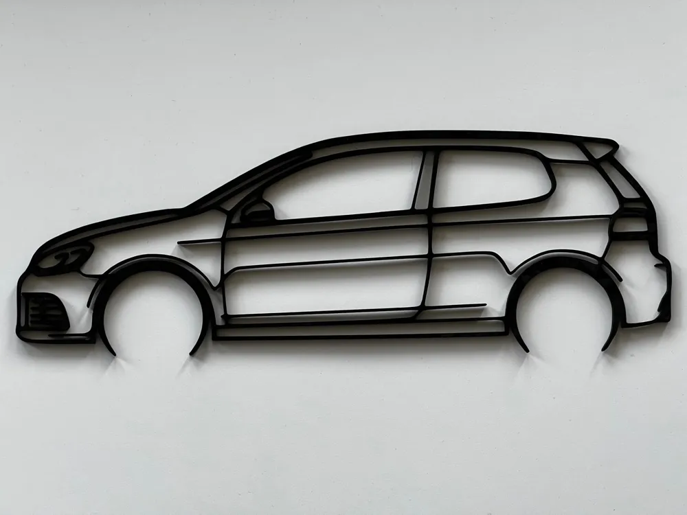 Volkswagen MKVI (MK6) Golf Wall Art Silhouette.
