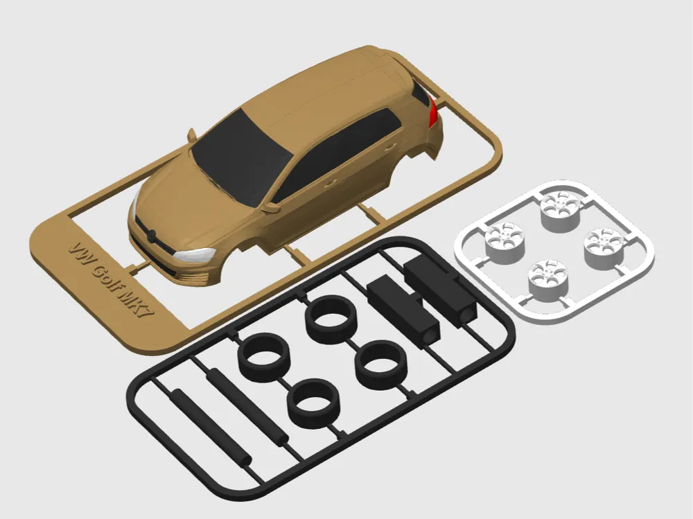 VW Golf MK7 kitcard with rotating wheels