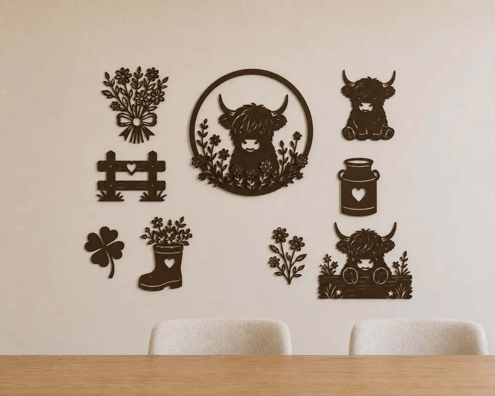 Wall art pack : Highland cow, photo 3 of 4 - Wall art pack : Highland cow Household