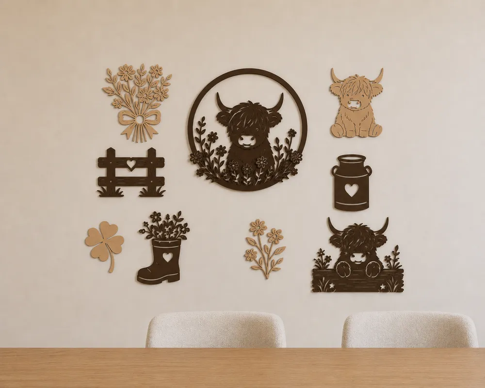 Wall art pack : Highland cow, photo 4 of 4 - Wall art pack : Highland cow Household