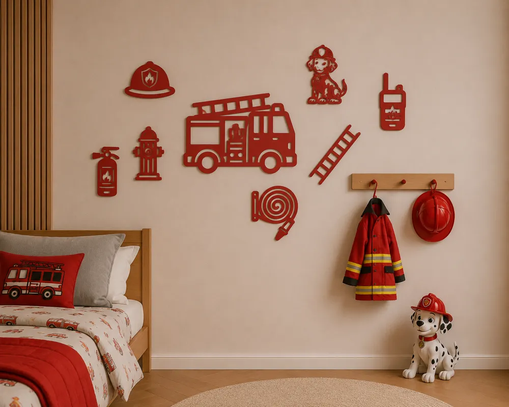 Wall art pack : Little firefighters, photo 2 of 4 - Wall art pack : Little firefighters Household