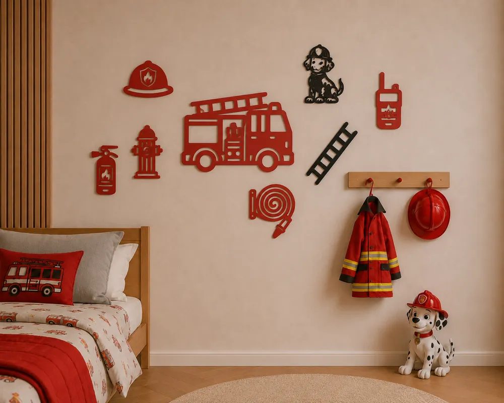 Wall art pack : Little firefighters, photo 3 of 4 - Wall art pack : Little firefighters Household