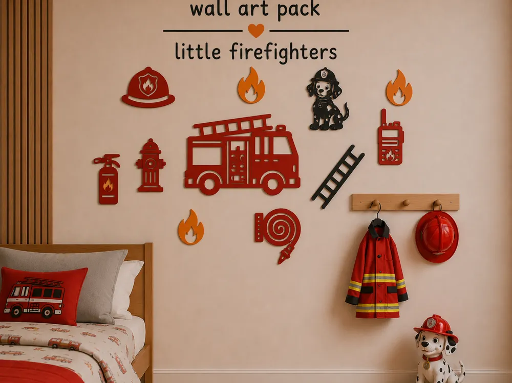Wall art pack : Little firefighters - Decor, in stock in India