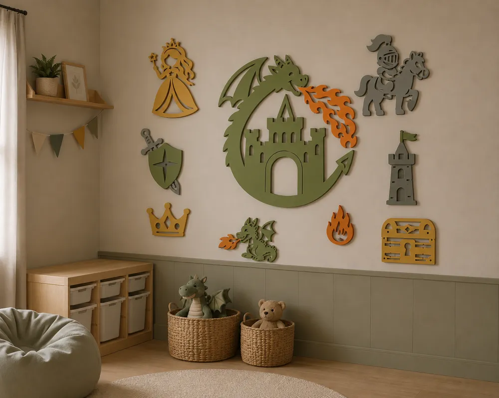 Wall art pack : Little Knights & Dragons, photo 2 of 4 - Wall art pack : Little Knights & Dragons Household